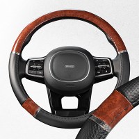 Оплетка SKYWAY Wood-8 M ЧерноКоричневая экокожа
